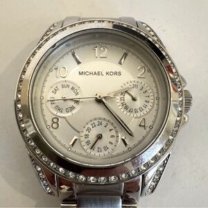 Michael Kors Silver Chronograph Watch with Crystal Accents Mk5612